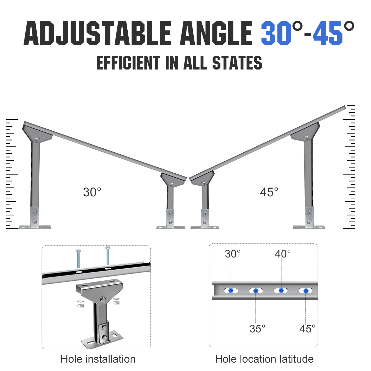 ECO-WORTHY Adjustable Solar Panel Mounting Brackets Kit System for 4PCS Panels