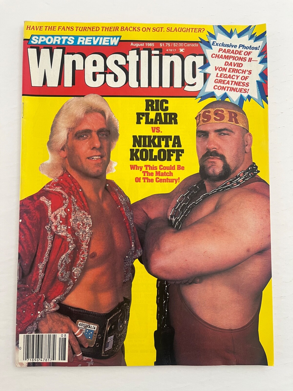 Sports Review Wrestling Magazine, August 1985, Ric Flair/Nikita Koloff Cover