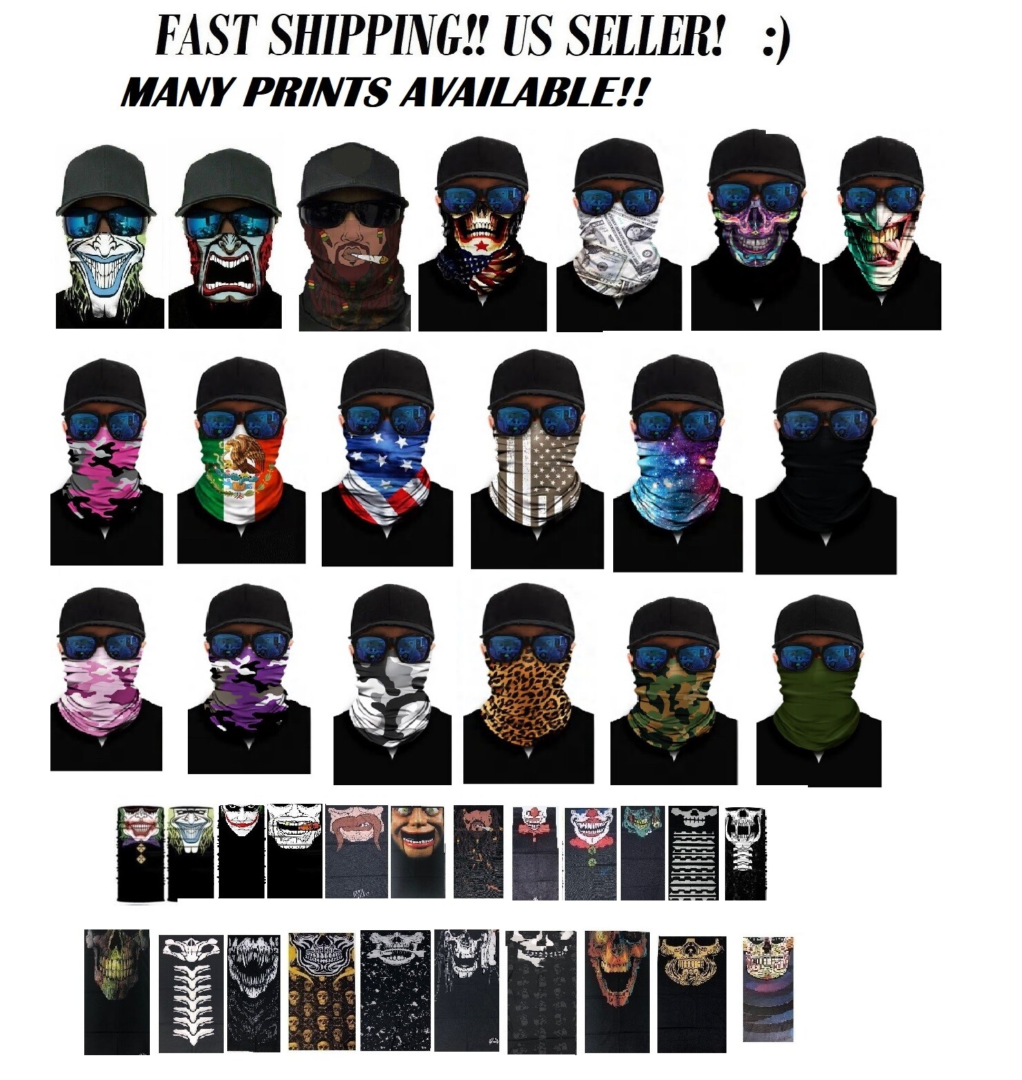 Face Mask Neck Gaiter Balaclava Bandana Scarf Fishing Tube Headwear Shield 4PK