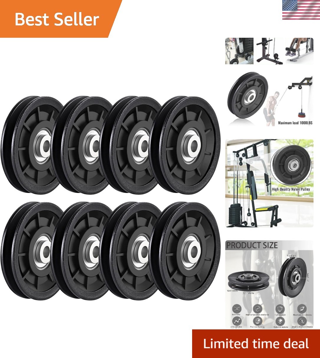 High-Performance 3.5'' Nylon Pulley System - Ideal for Home Gyms & DIY Projects