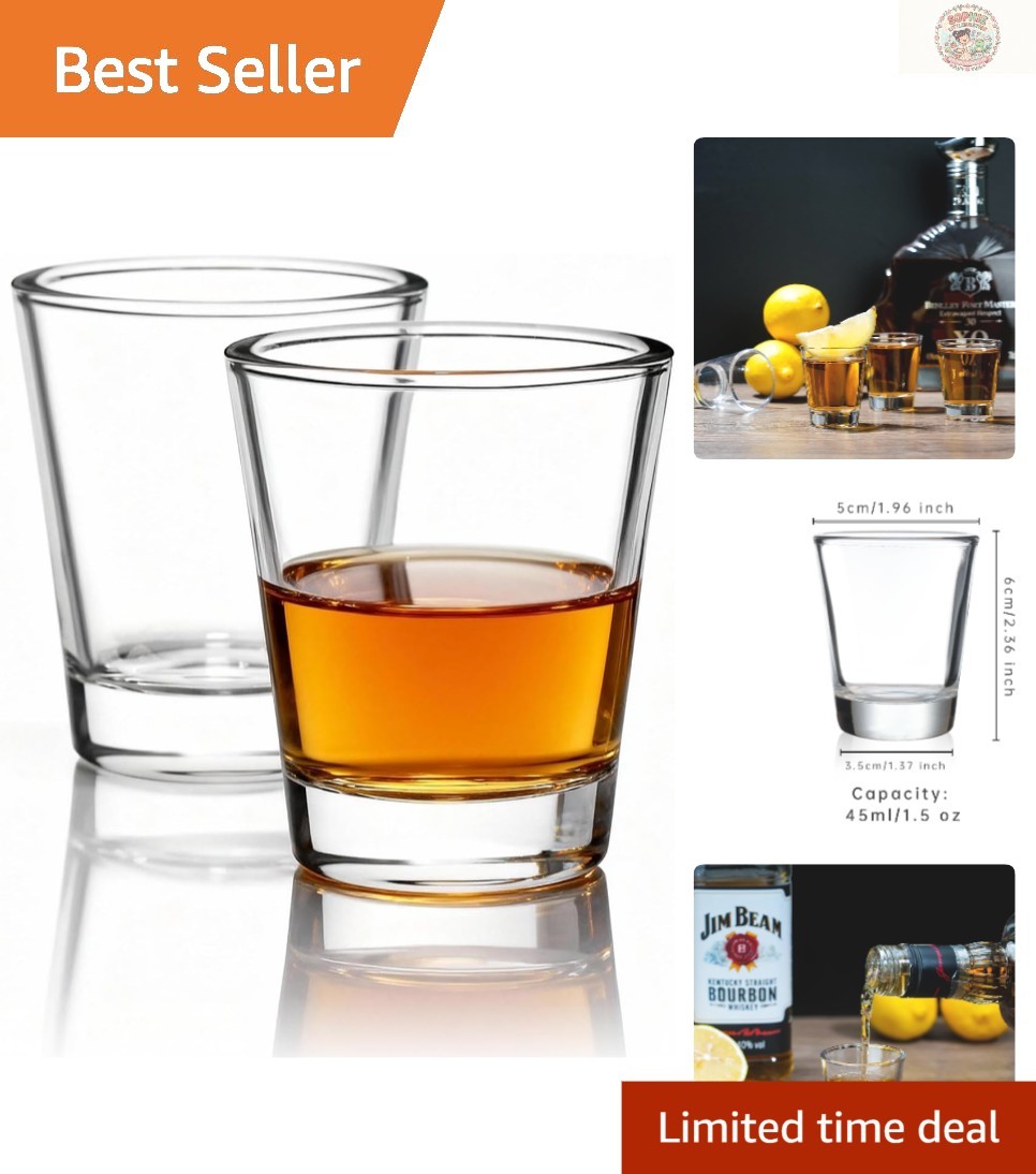 Set of 2 Durable 1.5 oz Shot Glasses with Heavy Base - Perfect for Entertaining