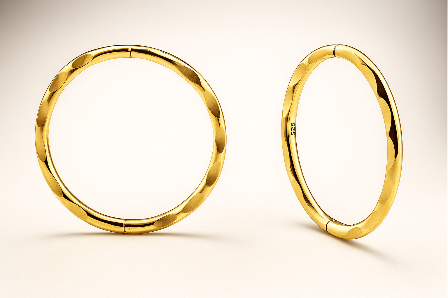 9ct Yellow Gold on Silver 8mm Hinged Sleeper Hoop Earrings