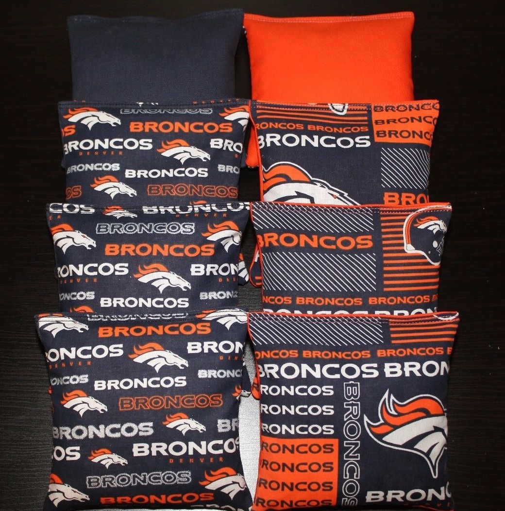 ALL WEATHER Denver Broncos Cornhole Bean Bags Plastic Resin Filled WATERPROOF