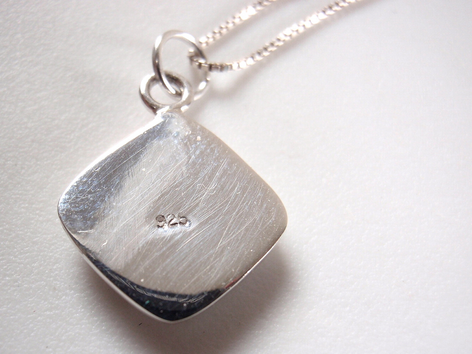 Small Abalone Square Pendant with Rounded Corners 925 Sterling Silver
