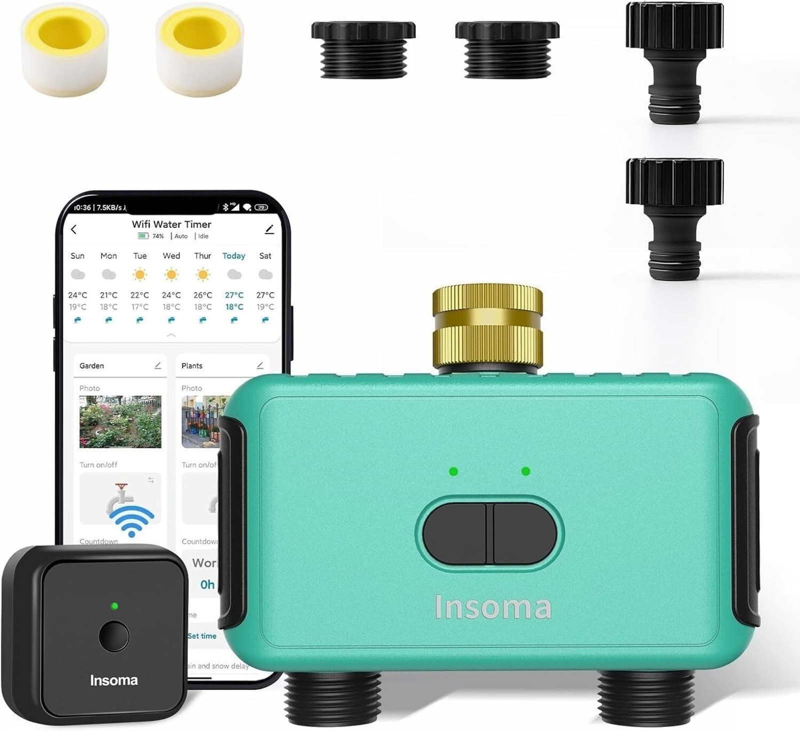 Wi-Fi Smart Hose Faucet Timer Hub Programmable Sprinkler IP55 Water Timer
