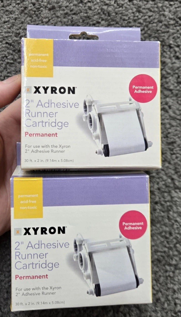 Lot Of 2 Xyron Replacement 2” Adhesive Runner Cartridge Scrapbook Photos