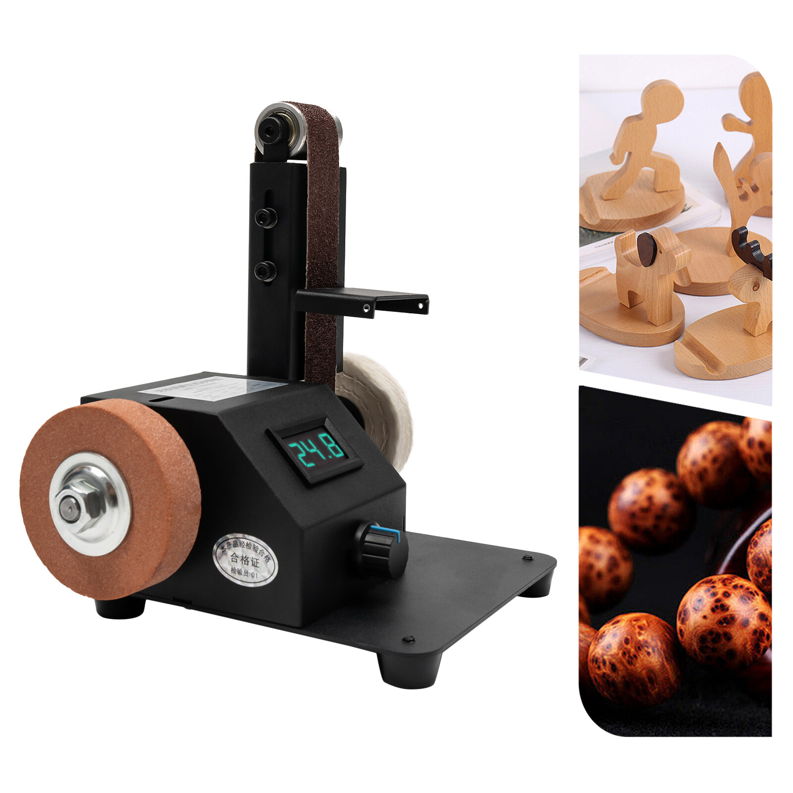 Belt Sander Bench Grinder Knife Sharpener Tool w/10 Belts Table Polishing Sander