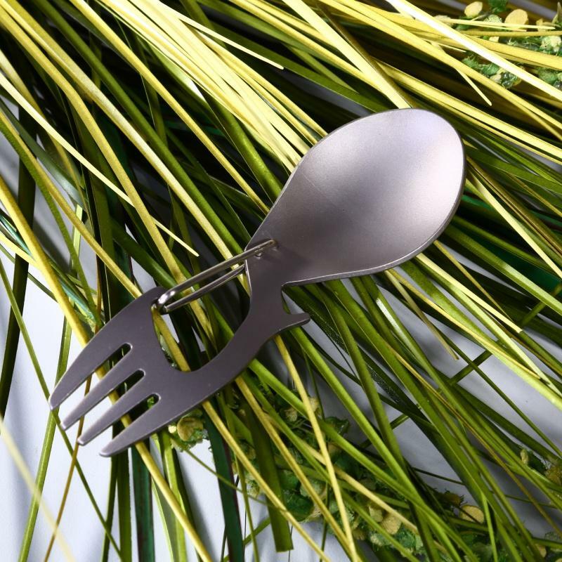 Multi-Tool Titanium Construction Spork Multi-Function Spoon Fork Carabiner Bottl