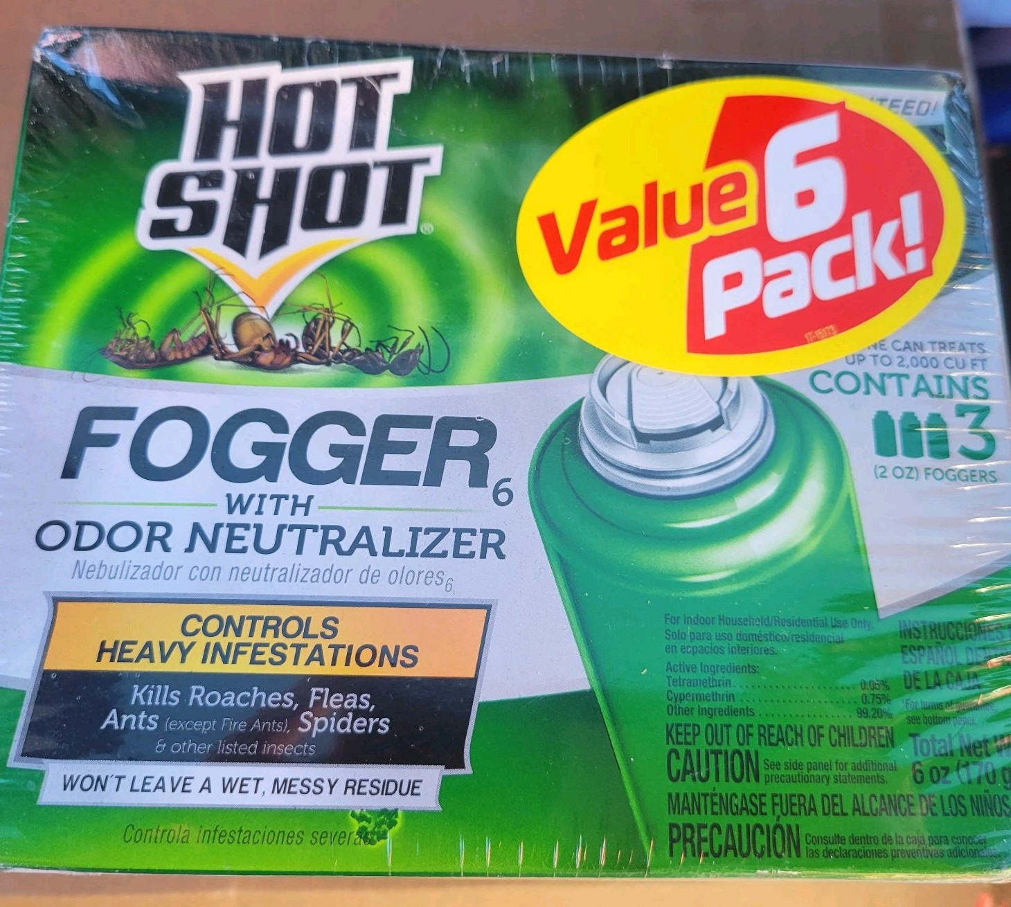 HOT SHOT Indoor Fogger With Odor Neutralizer 6 Pack (NEW)