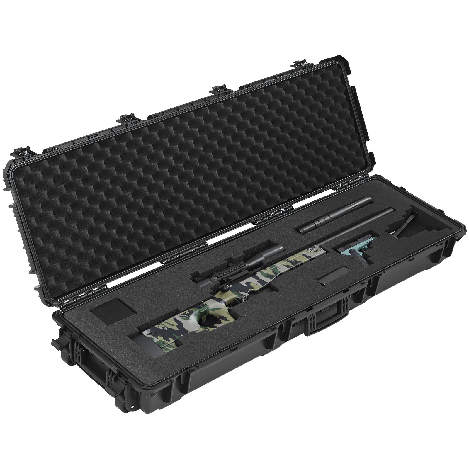 Uimoso Hard Rifle Case with IP67 Waterproof Design, Wheels, and Foam, Black