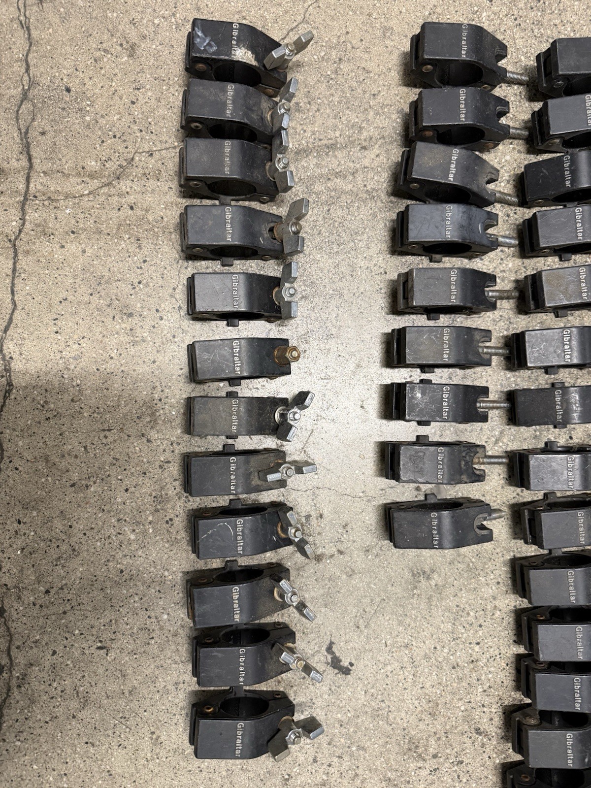 Large Lot Gibraltar Drum Rack Clamps - Many Missing Wing Nuts - Great Project/Pa