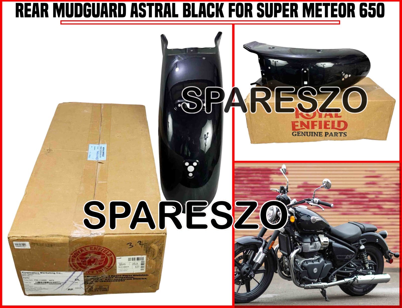 "REAR MUDGUARD, ASTRAL BLACK FIT FOR ROYAL ENFIELD SUPER METEOR 650