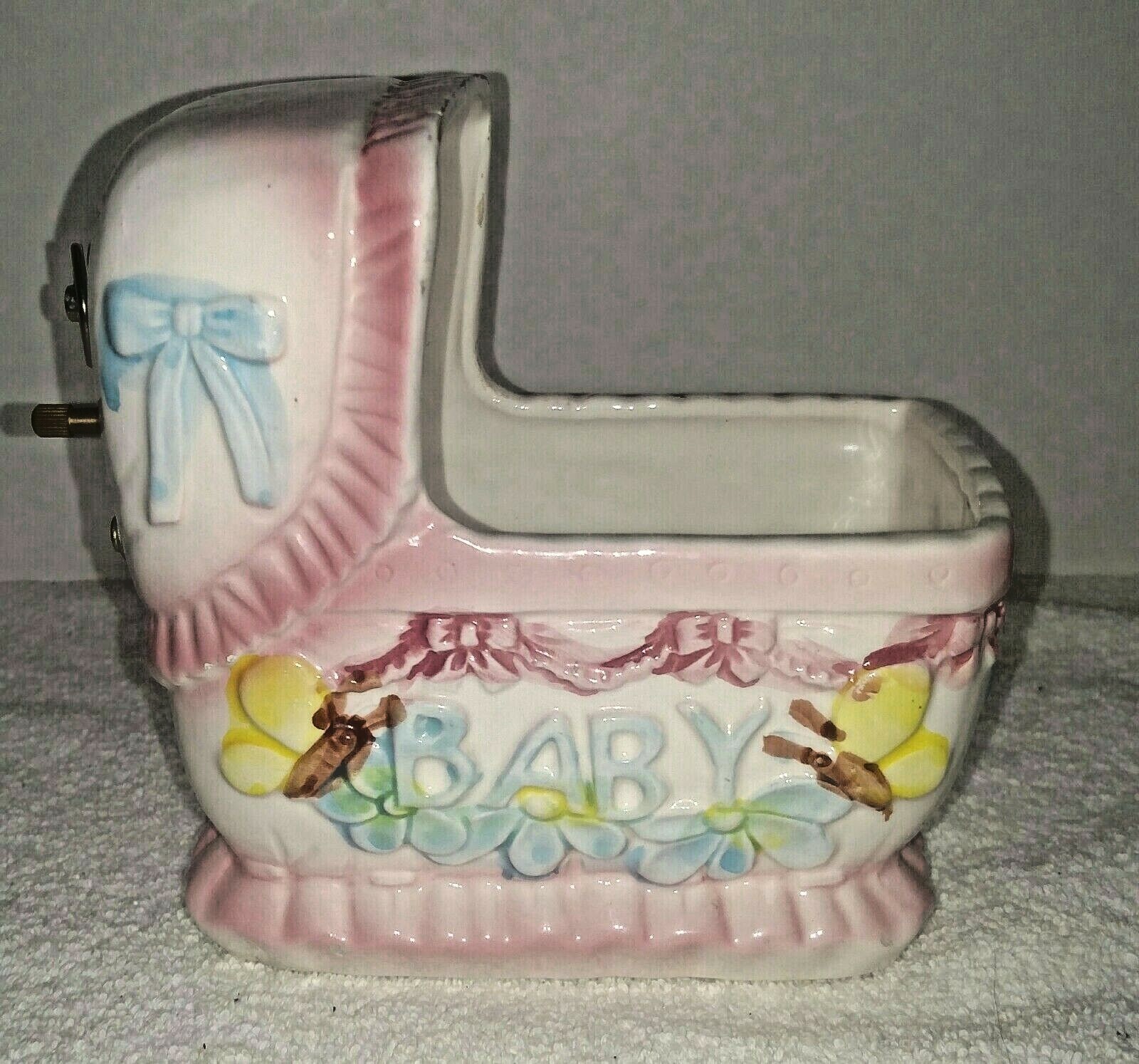 Vintage My-Neil Multi Colored Musical Baby Crib Planter