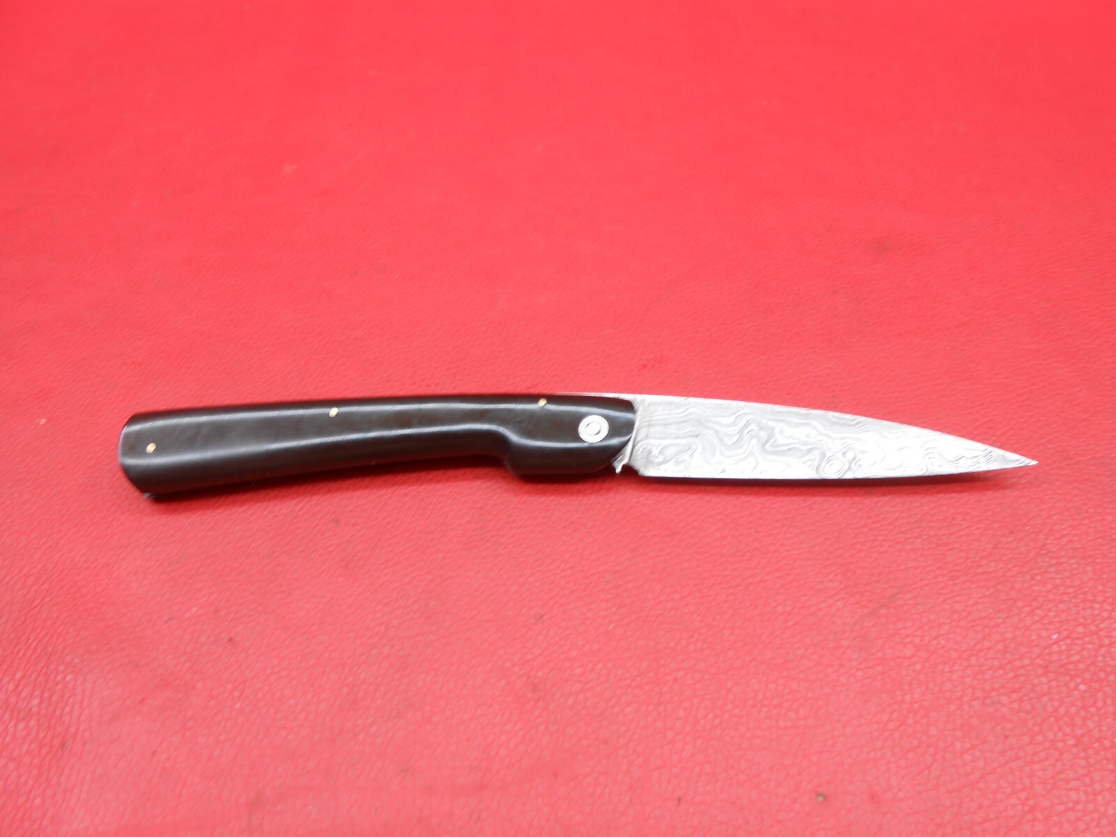 Custom Handmade Pattern Damascus Friction Folder Knife Buffalos Handle S586