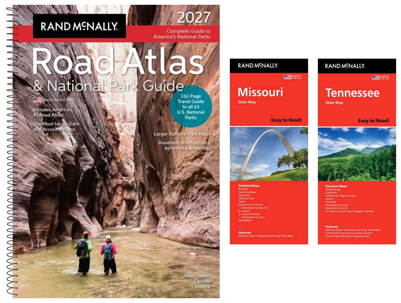 Rand McNally 2027 Road Atlas & National Park Guide + Easy-to-Read MO & TN Maps