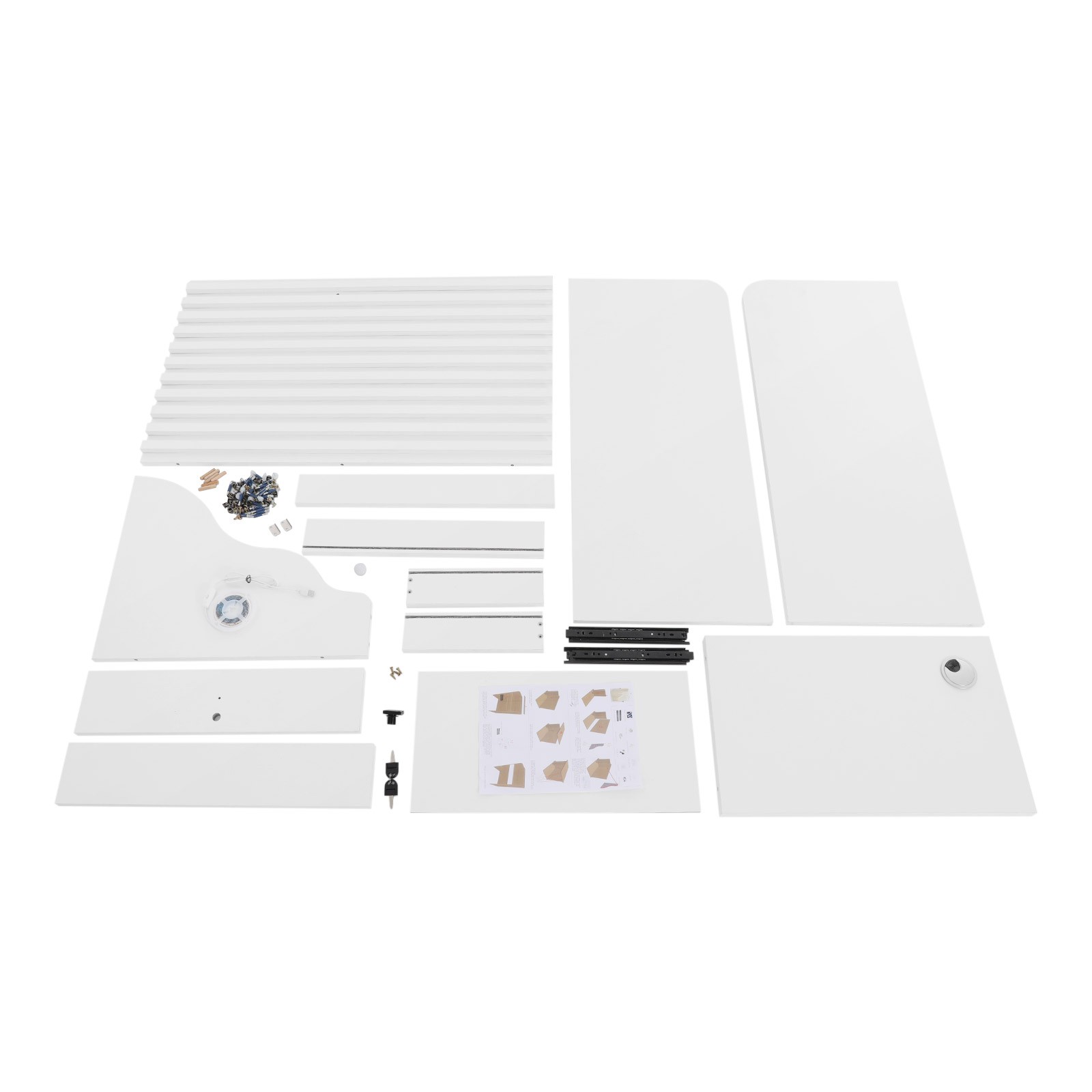Melamine Reception Desk LED Light Front Counter Checkout Desk with Storage
