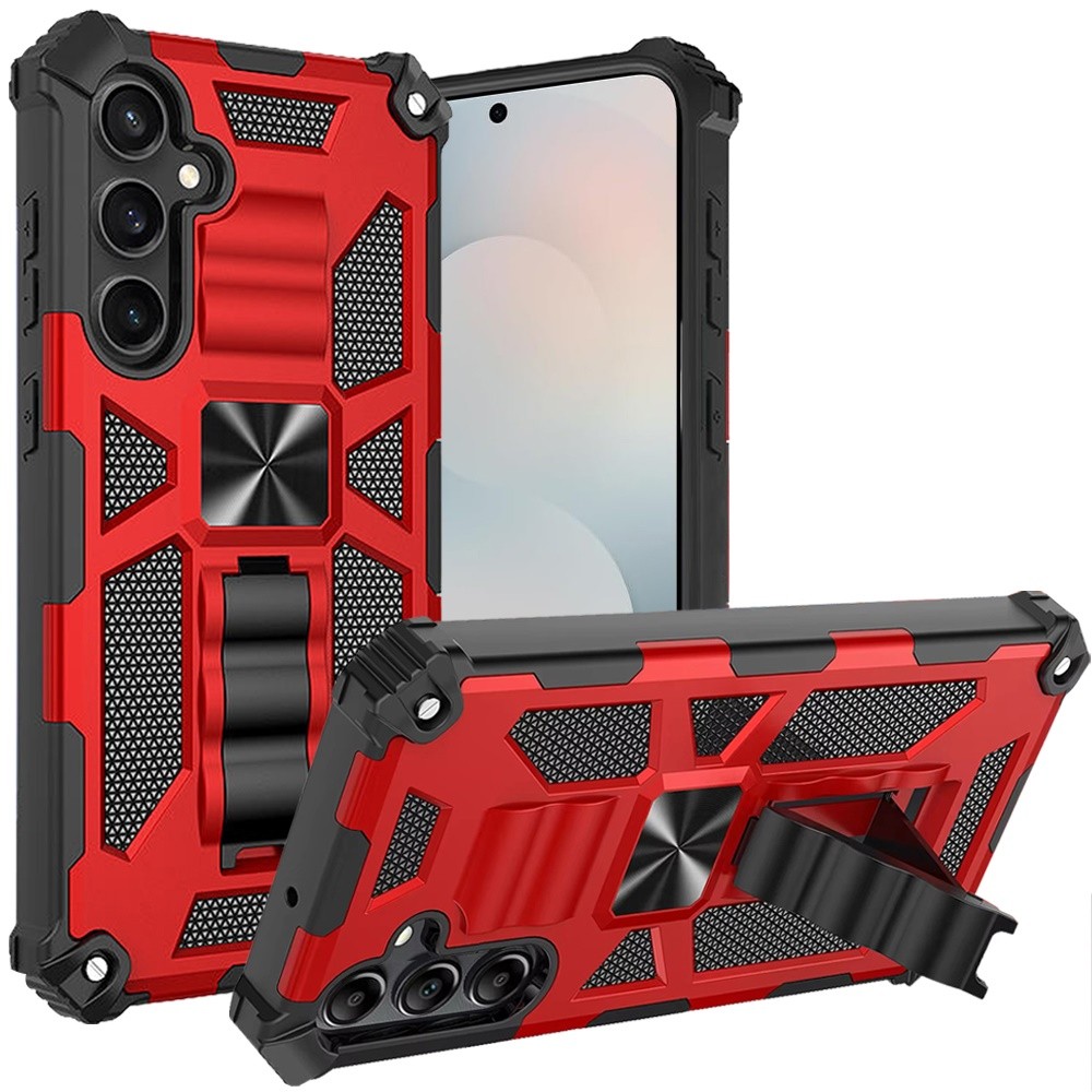 For Samsung S26 6.3" Case Shockproof with Stand and Metal Plate + Tempered Glass
