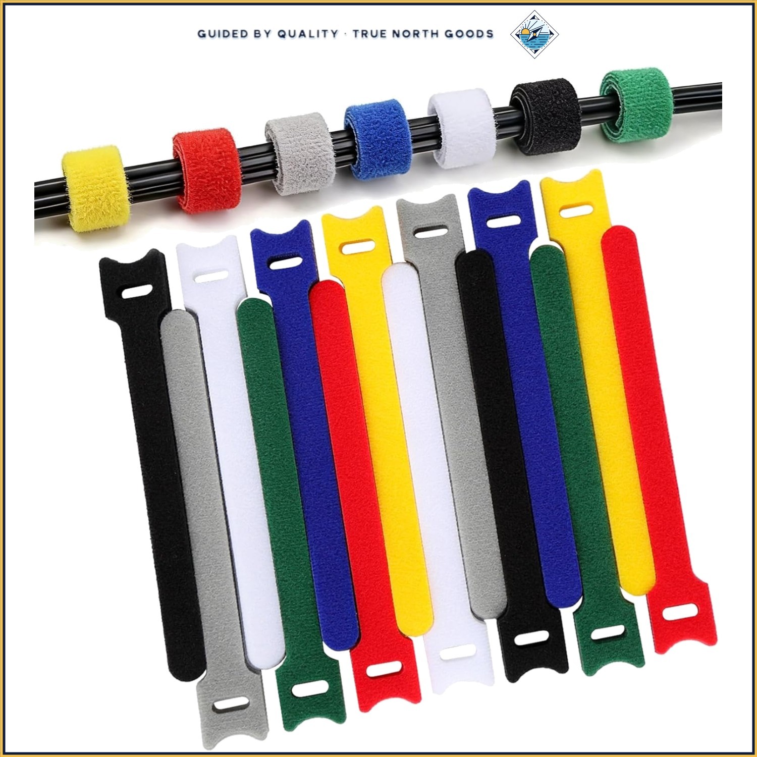 70 PCS Reusable Cable Ties for Wire Management, Hook Loop Straps & Organizers