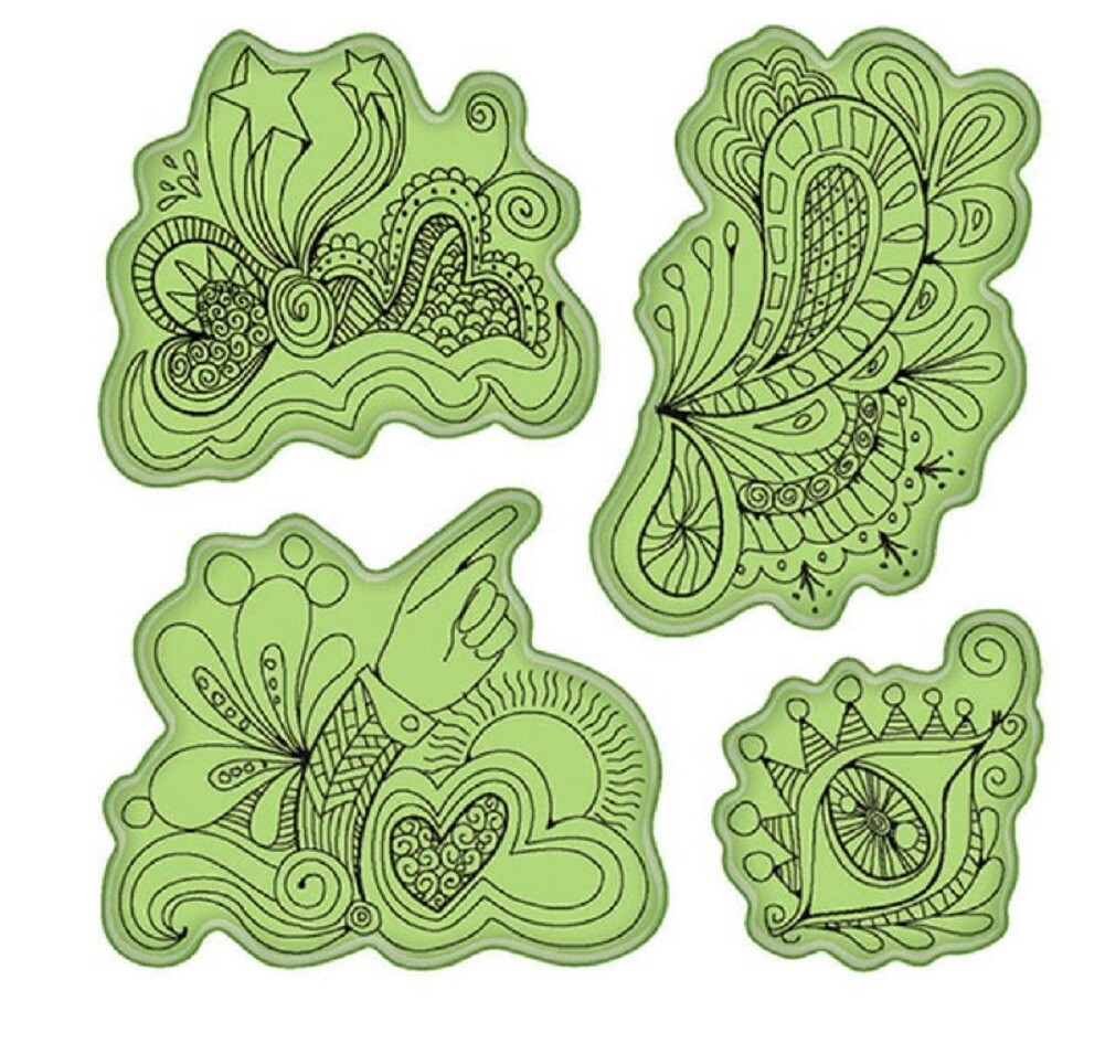 Inkadinkado Stamping Gear Whimsical Doodle Fun Drawing Sketch Cling Rubber Stamp