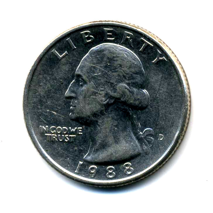 1988 D Washington Quarter Copper Average Circulated  25 Cent U.S Nice Coin #7683