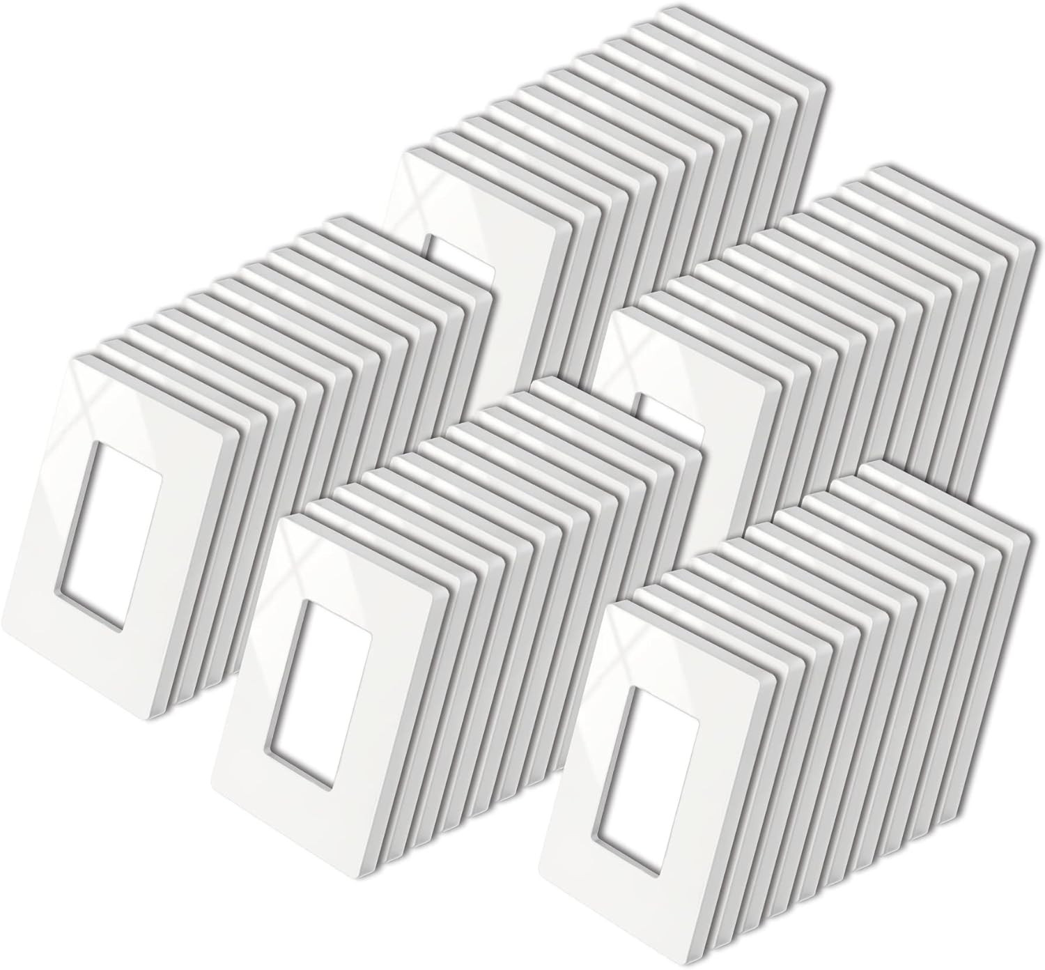 50 Pack Glossy Off White Screwless Wall Plates for Light Switches & Outlets