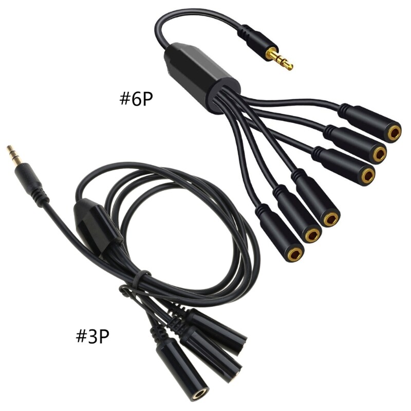 1 to 3/6 Earphone Headphone Splitter Cable Standard 3.5mm Headsets Splitter