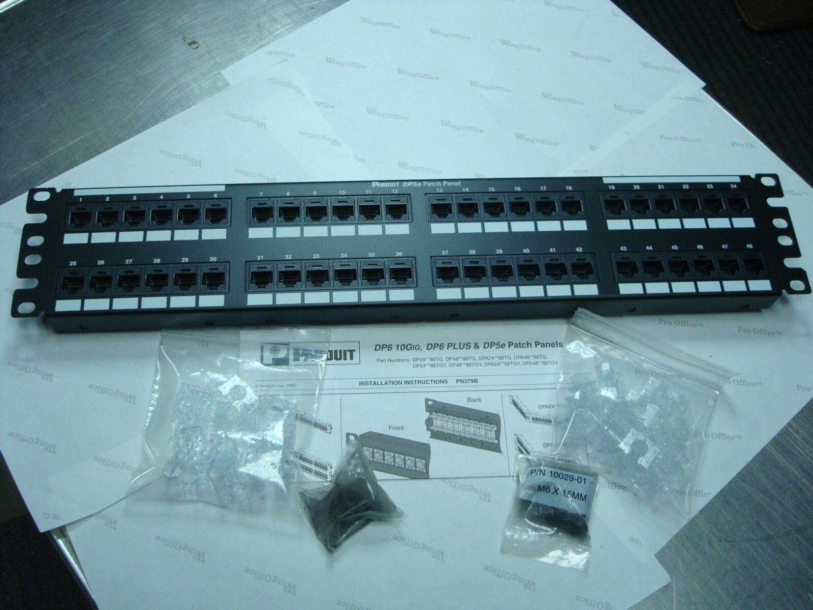 PANDUIT DP485E88TGY PATCH PANEL CAT 5E, RACK MOUNT 48 PORT NIB