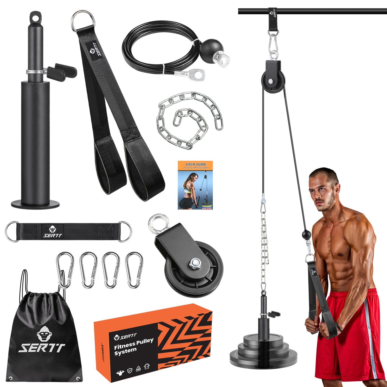 Weight Cable Pulley System Home Gym Tricep Bicep Back Shoulder Forearm Kit