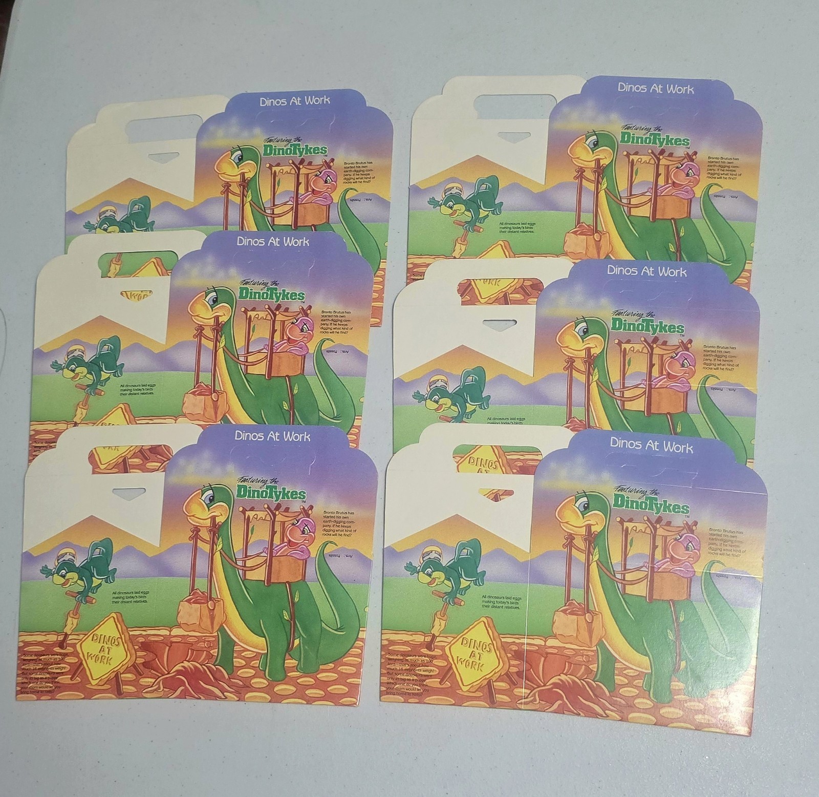 6~ 1988 DINOTYKES Kids Meal New Boxes Dinos At Work