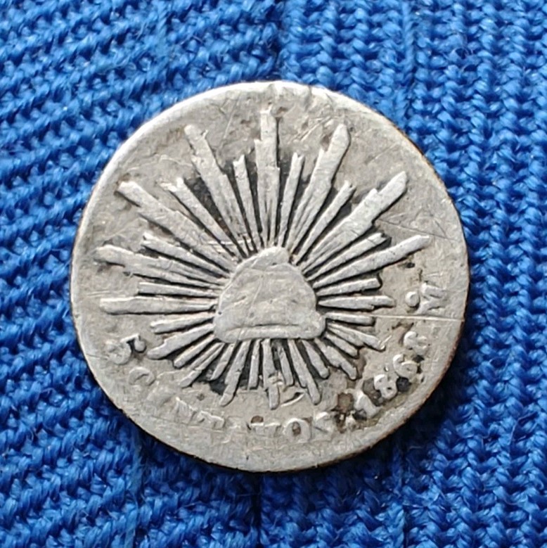 Mexico 1868 5 Centavos Mo Silver Coin