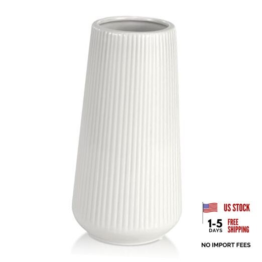 White Ceramic Vase, GUKJOB Small Cute Flower Vase for Pampas Grass, Small White