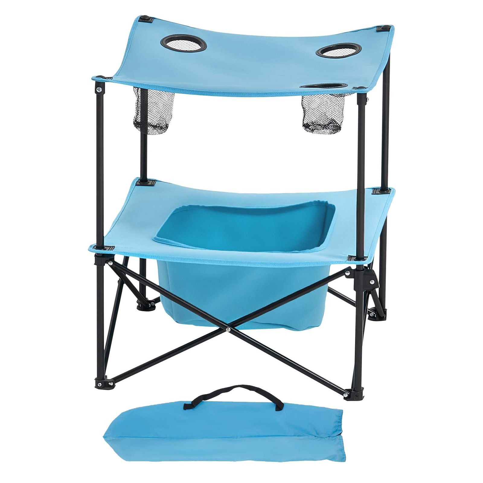 Lightweight Folding Table: 600D Oxford, 66lb Load, 4 Cup Holders, for Camping