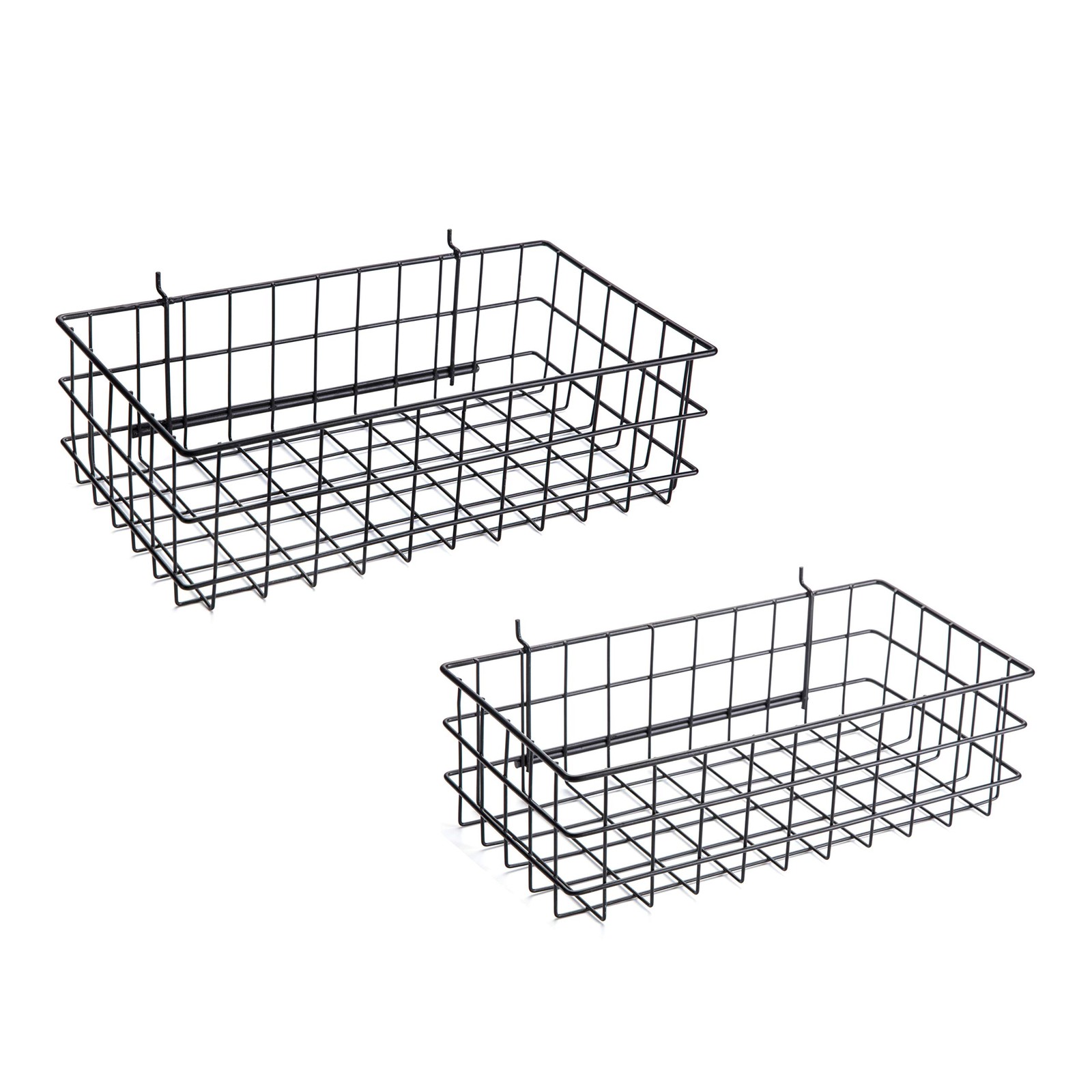 2 PCS Black Pegboard Baskets XLarge Large Metal Wire Wall Organizer Tools