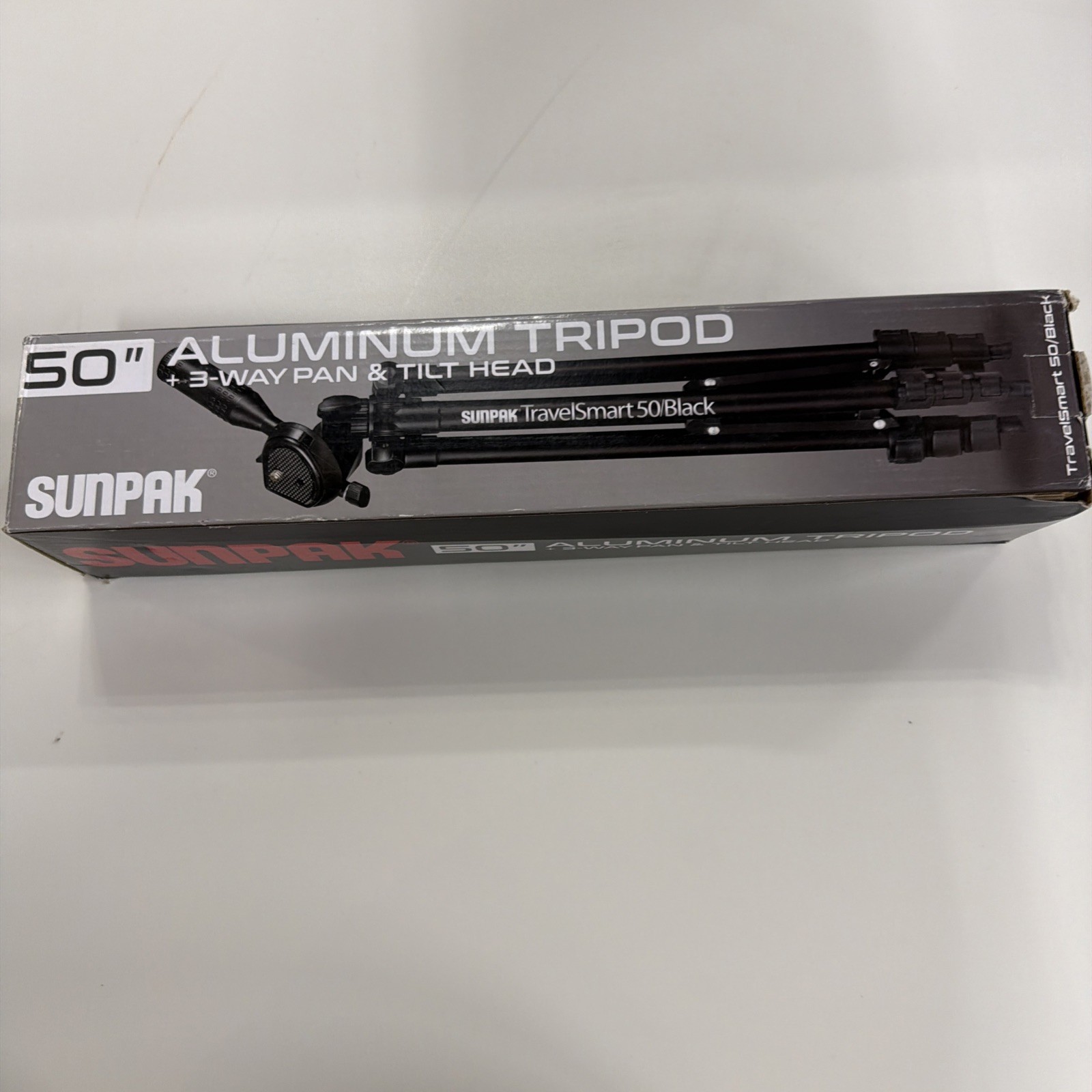 Sunpak - TravelSmart 50” Aluminum 3-Way Pan & Tilt Head Tripod