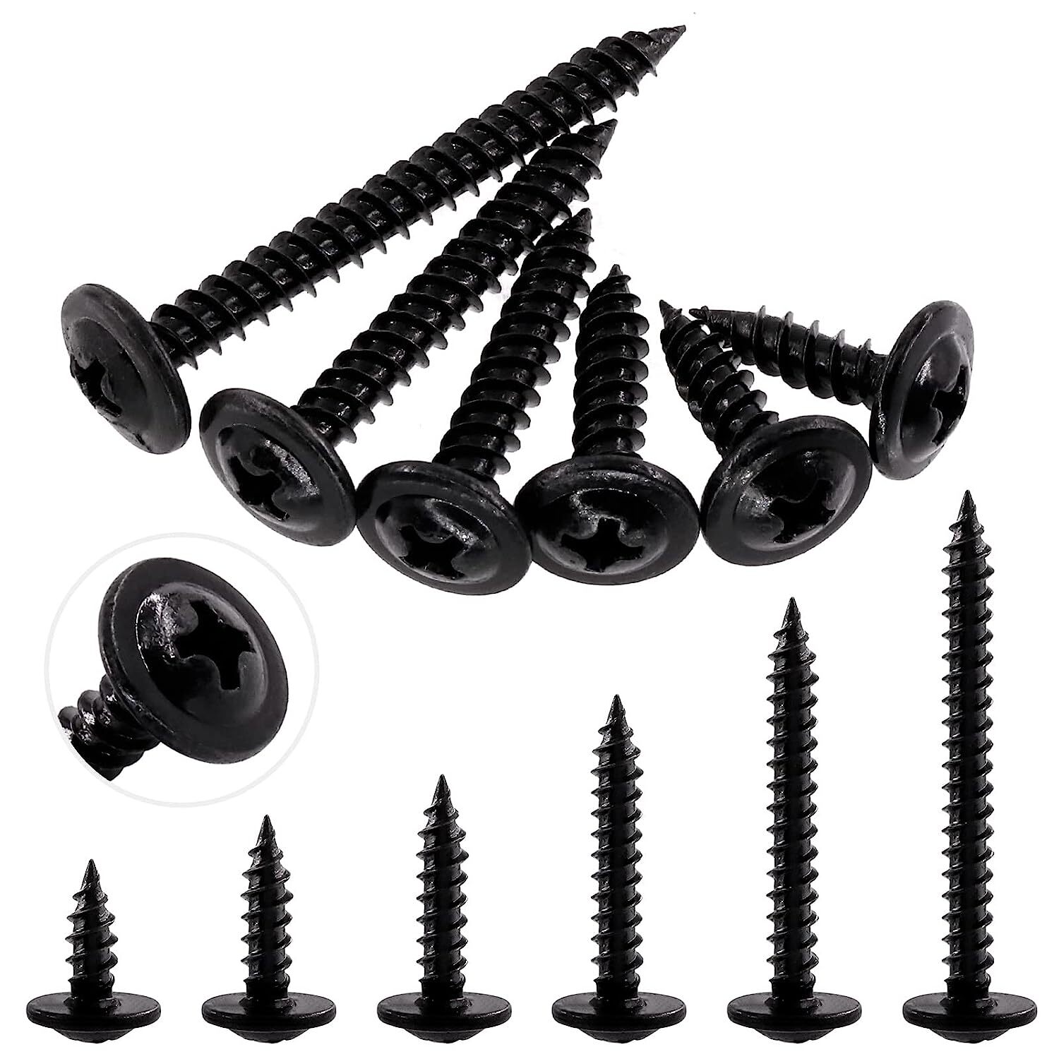 Modified Truss Head Self piercing sharp point Screws #8x 1/2"- 3" K-Lath Black