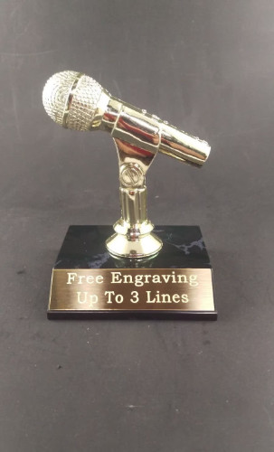 MICROPHONE TROPHY MUSIC KARAOKE AWARD. FREE CUSTOM ENGRAVING