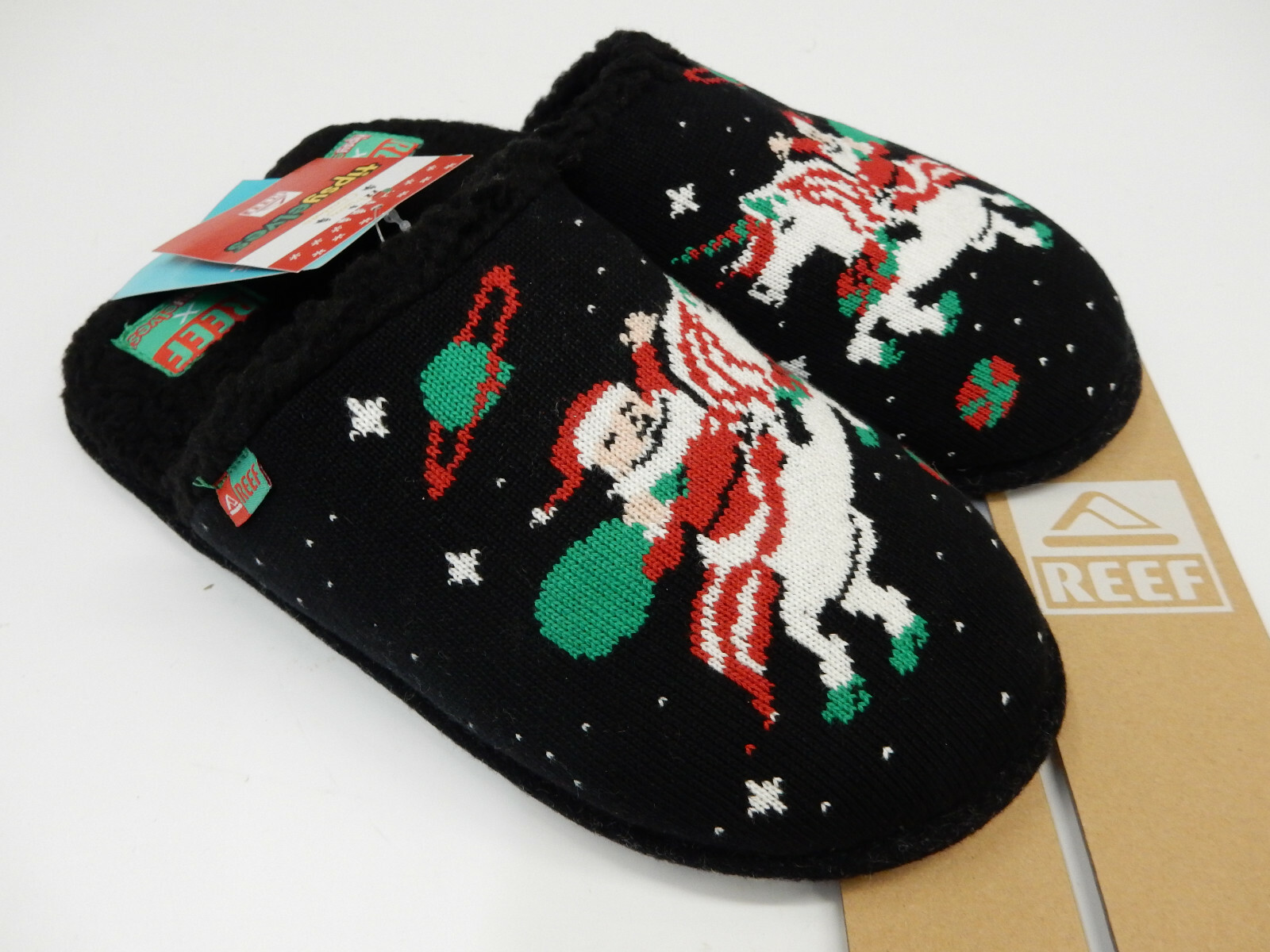 Reef Mens Tipsy Elves Slippers Christmas Unicorn M