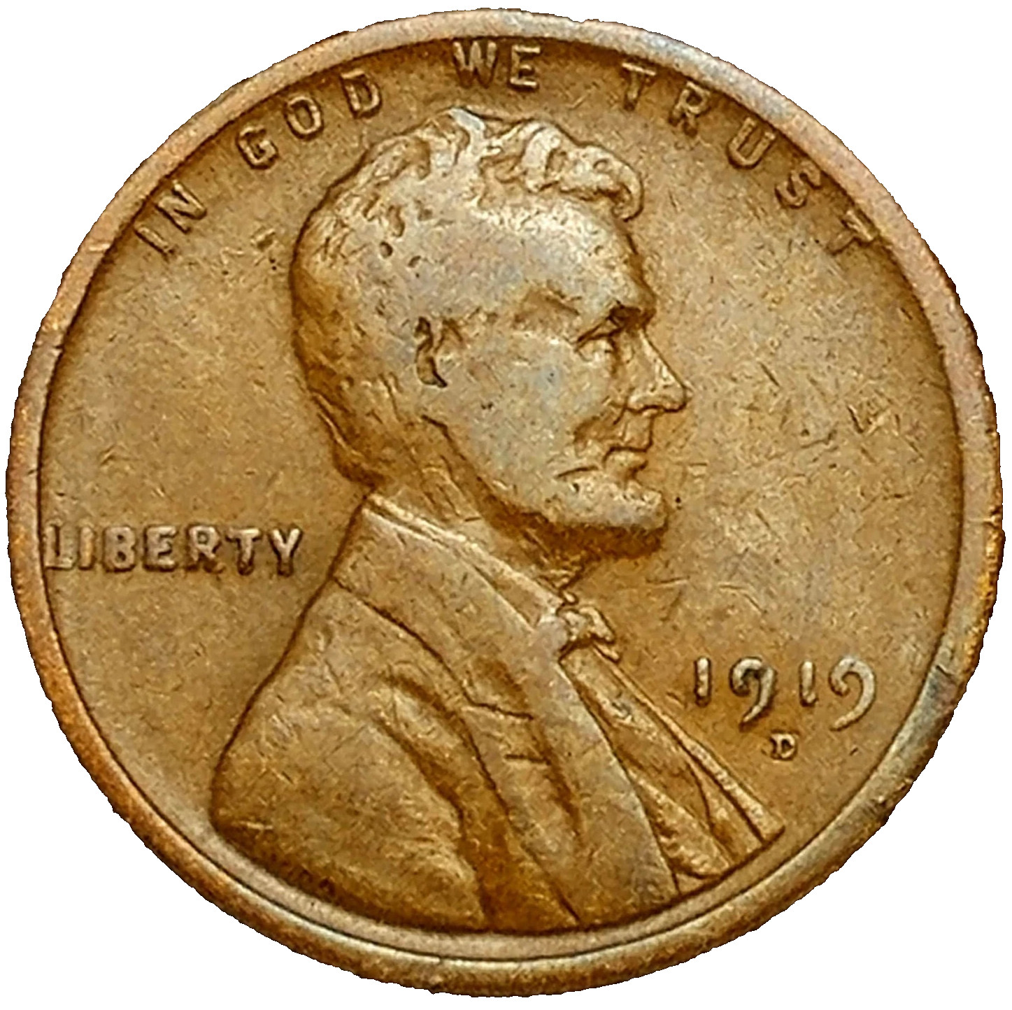 🔥 1919 D Lincoln Wheat Cent Good - Very Good (G-VG) Condition Copper Penny 1c