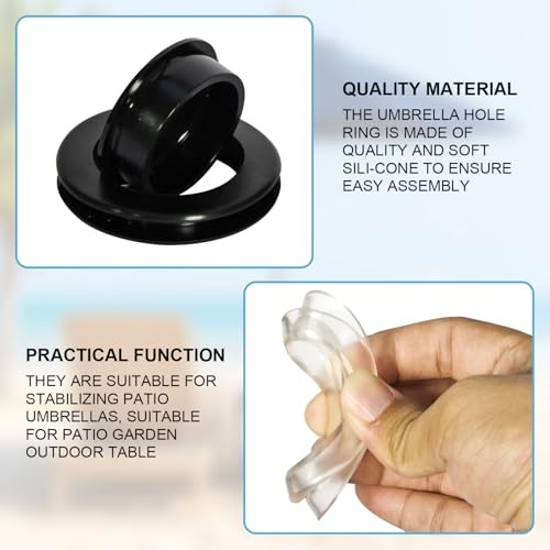 2 Sets 2" Standard Umbrella Hole Ring Plug & Cap Set, 2 Sets Translucent