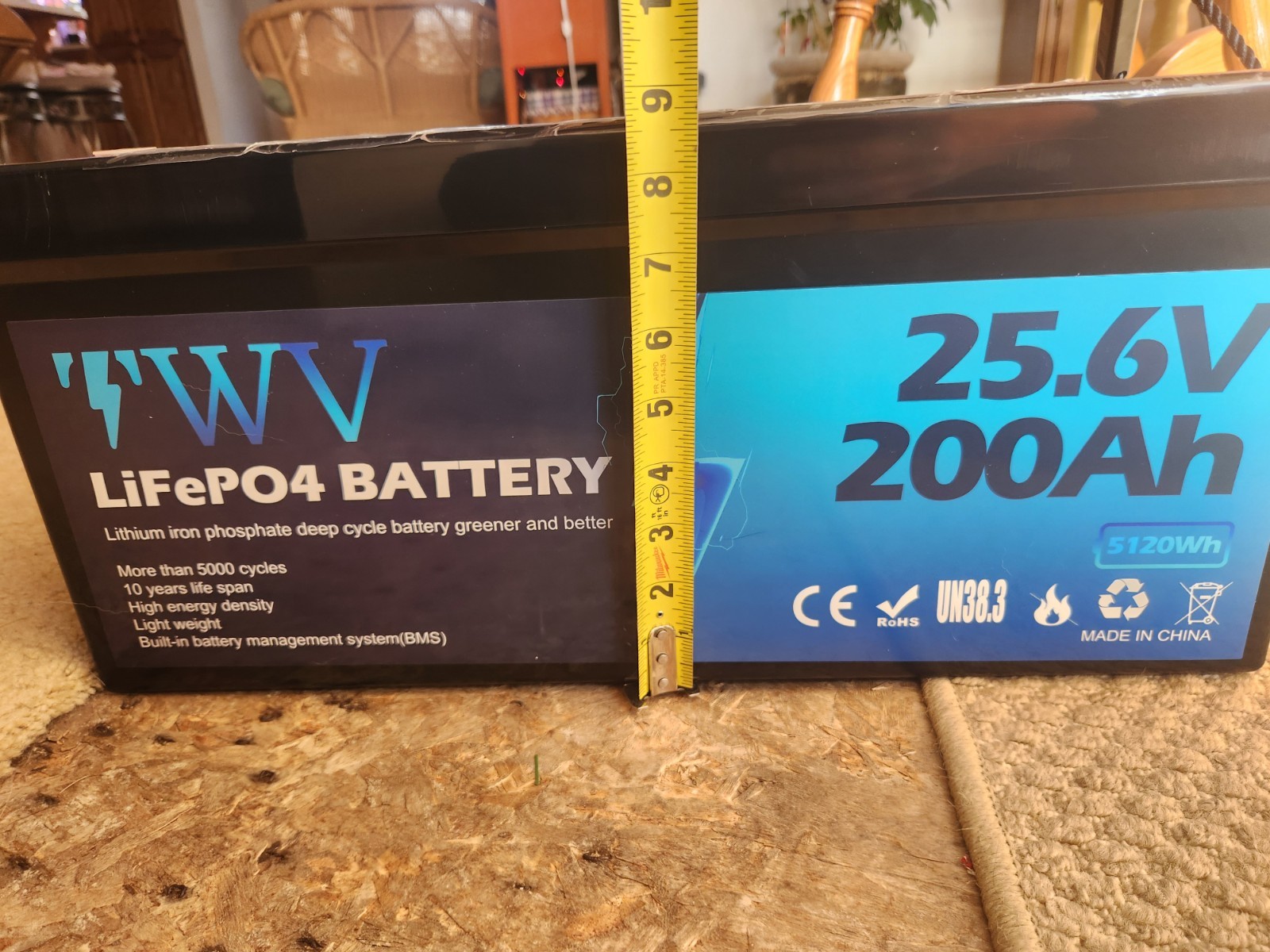 WV LiFePO4 Battery 25.6V 200Ah 5120Wh Solar Power with Built-in BMS