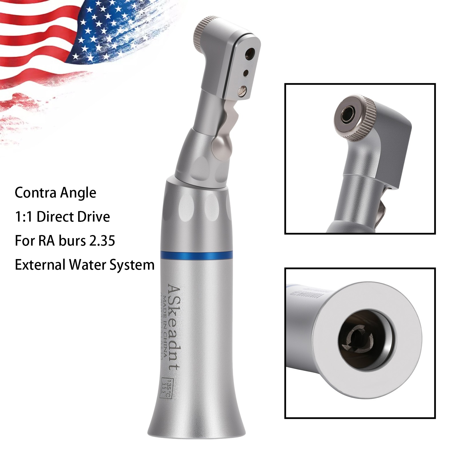 Dental Slow Low Speed Contra Angle Handpiece Latch Bur E-Type ASkeadnt AS