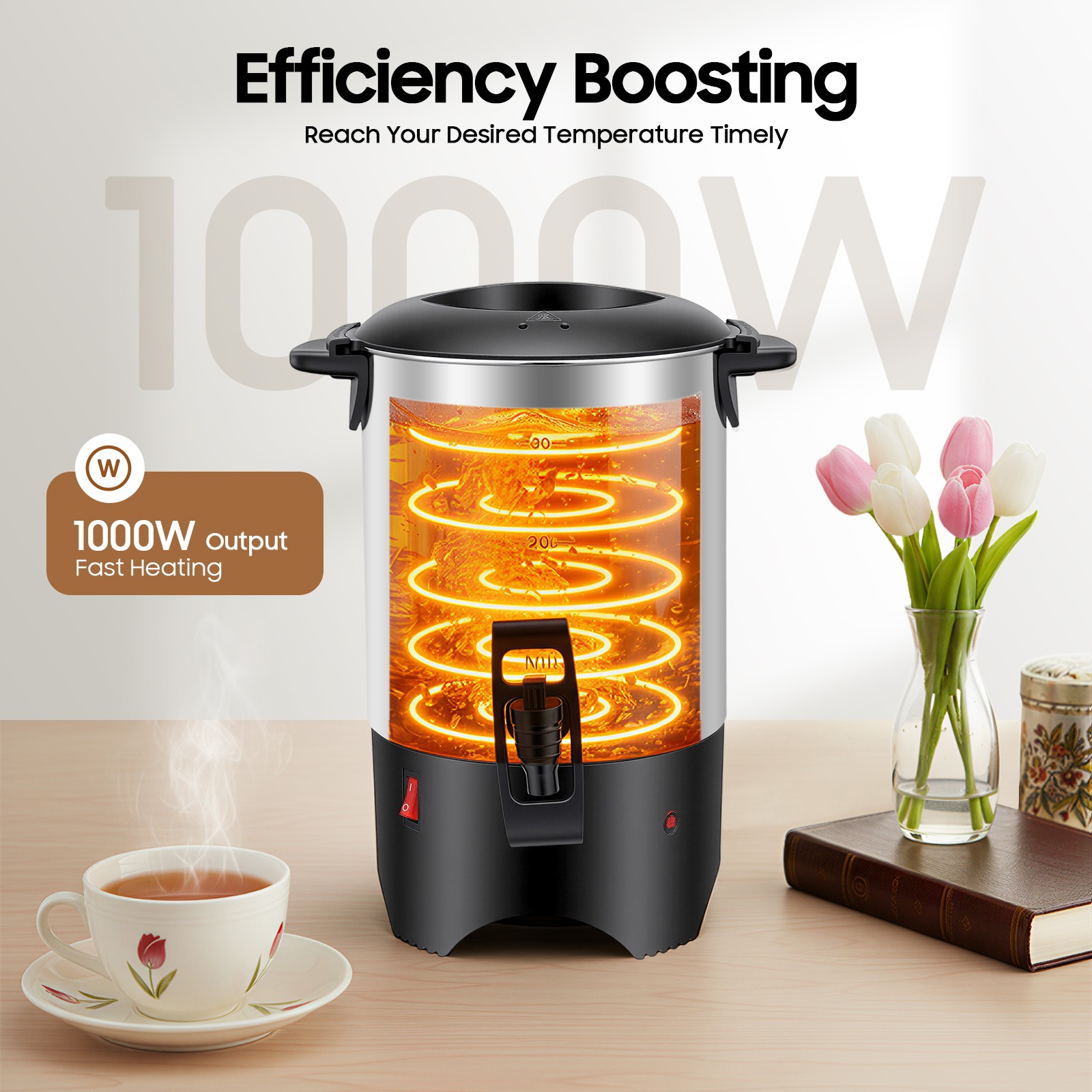 Modern Coffee Percolator 30 Cup Commercial Large Capacity Urn 5.2L/175Oz 1000w