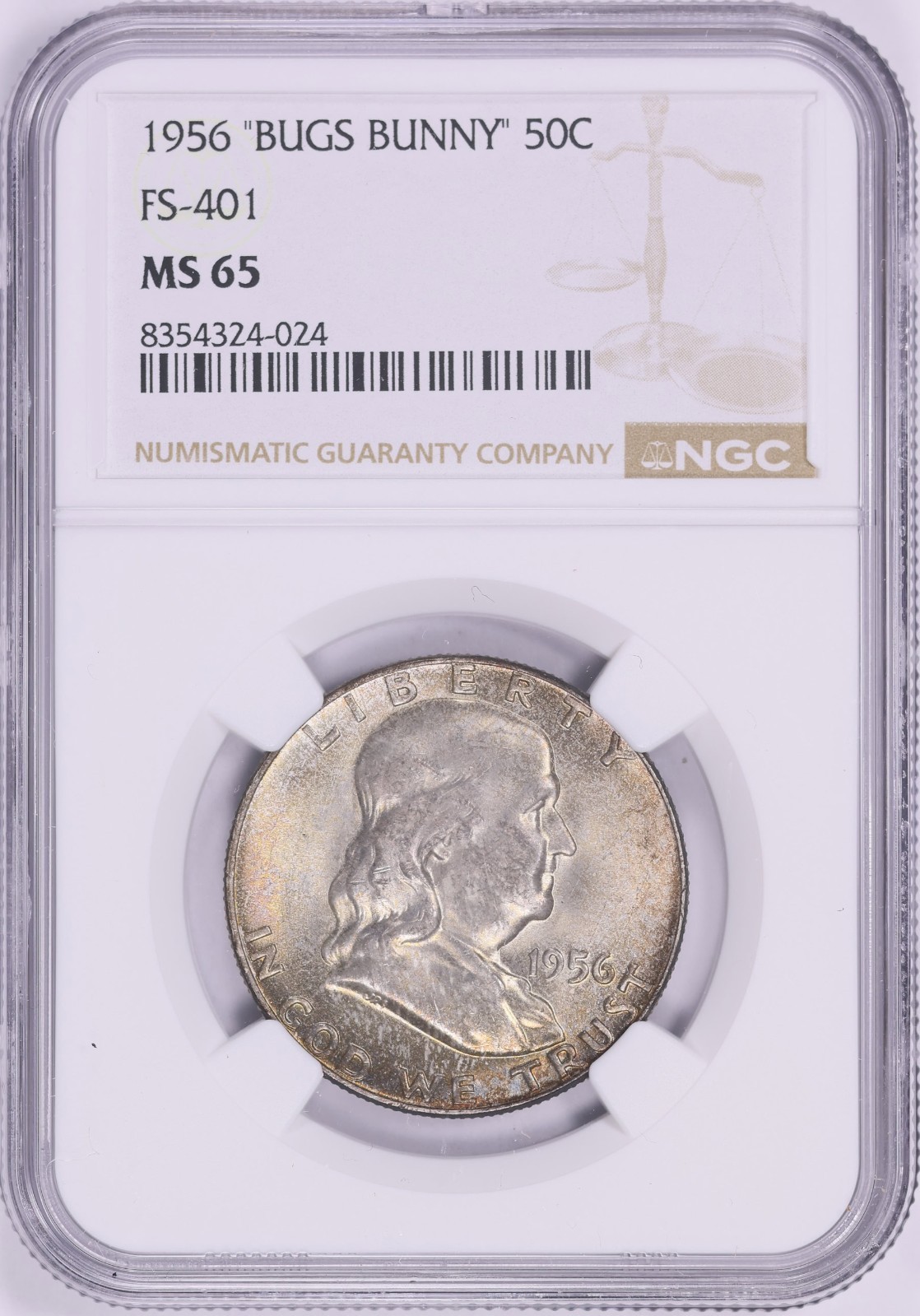 1956 Franklin Half Bugs Bunny FS 401 NGC MS65