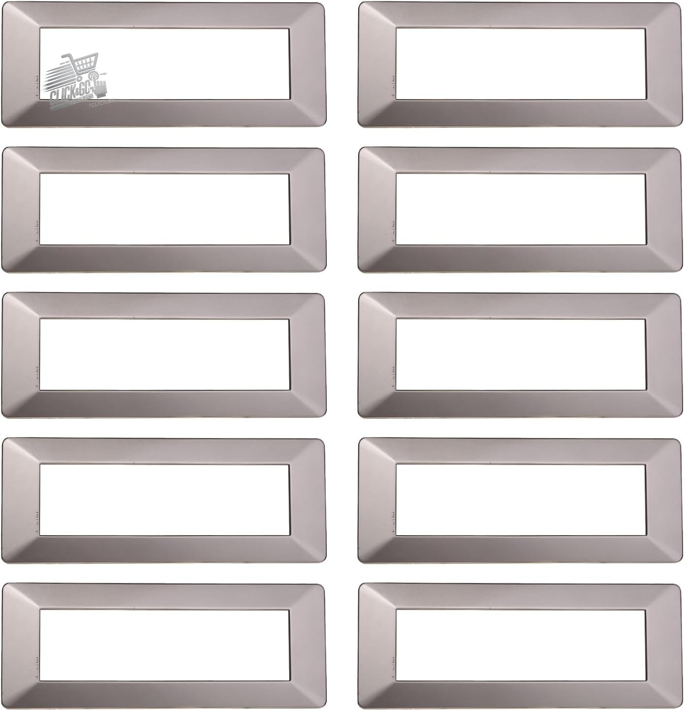 10 Compatible Vimar Plana 7 Seater Modules Plates - Titanium Color Technopolymer