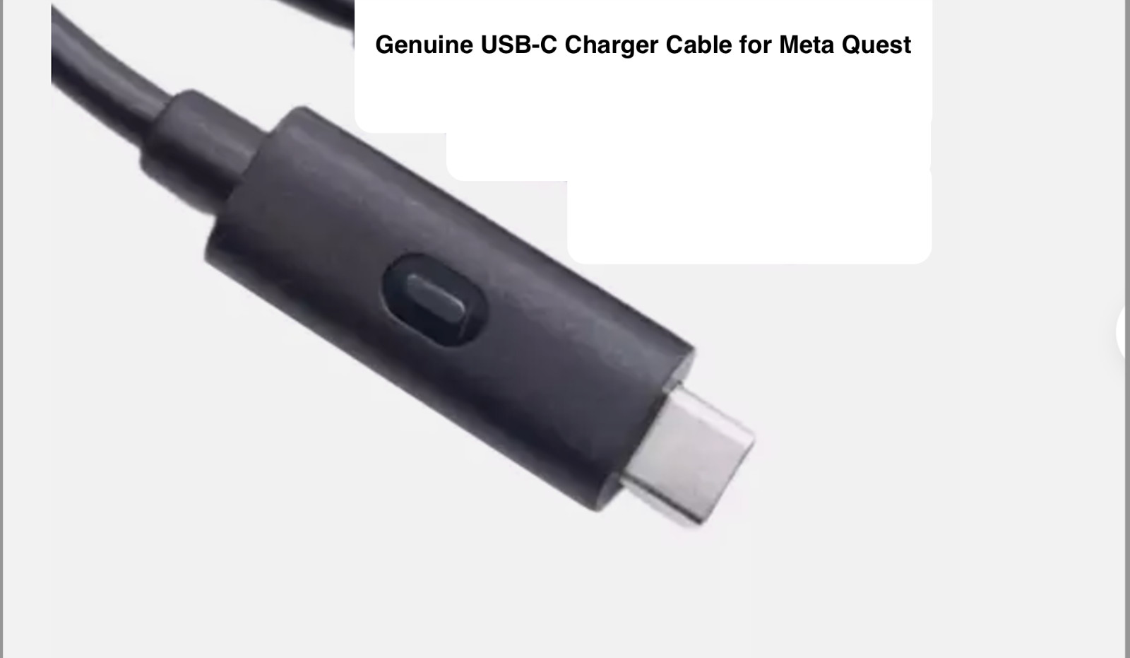 Meta Oculus Quest Virtual Reality Headset Cable - Black 1m