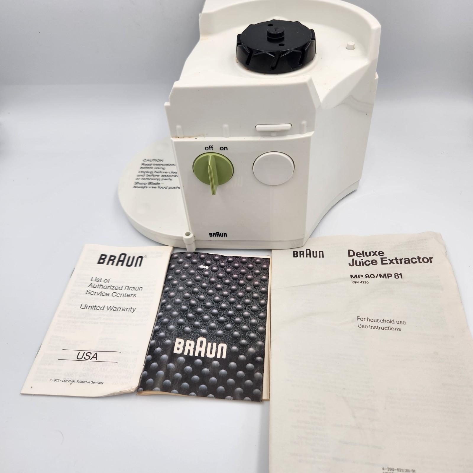 Braun 4290 Juicer Motor Base MP80 MP81 Replacement w/ Manual & Pamphlet Germany