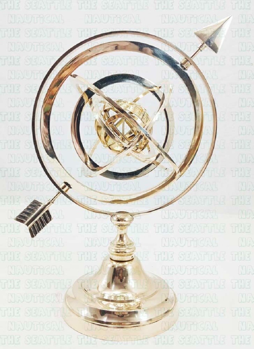 Solid Brass Armillary Sphere Astrolabe 11" Maritime Nautical Globe Collectible