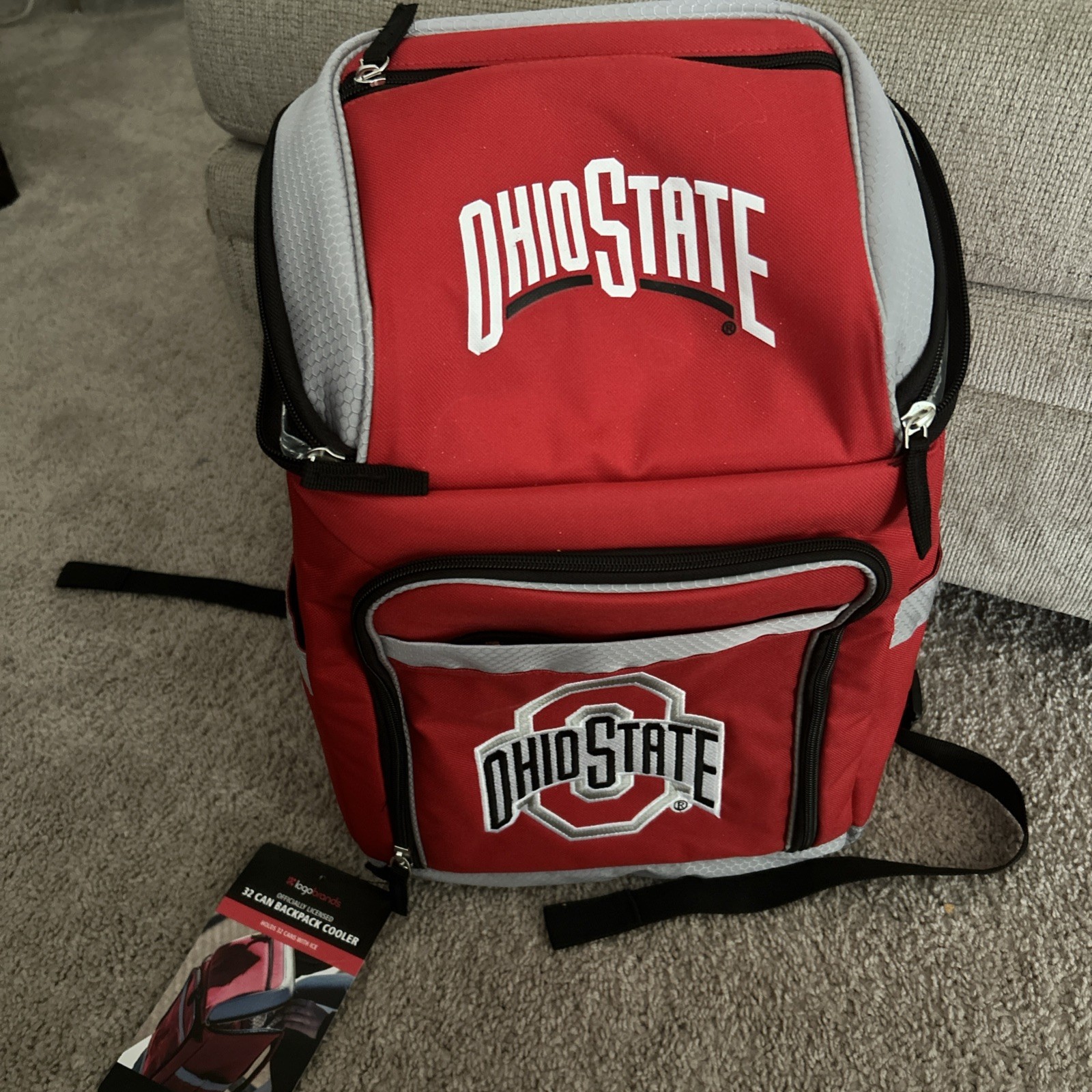 Ohio State Buckeyes Logo Brands 32 Can Cooler Bag Red Embroidered Logo