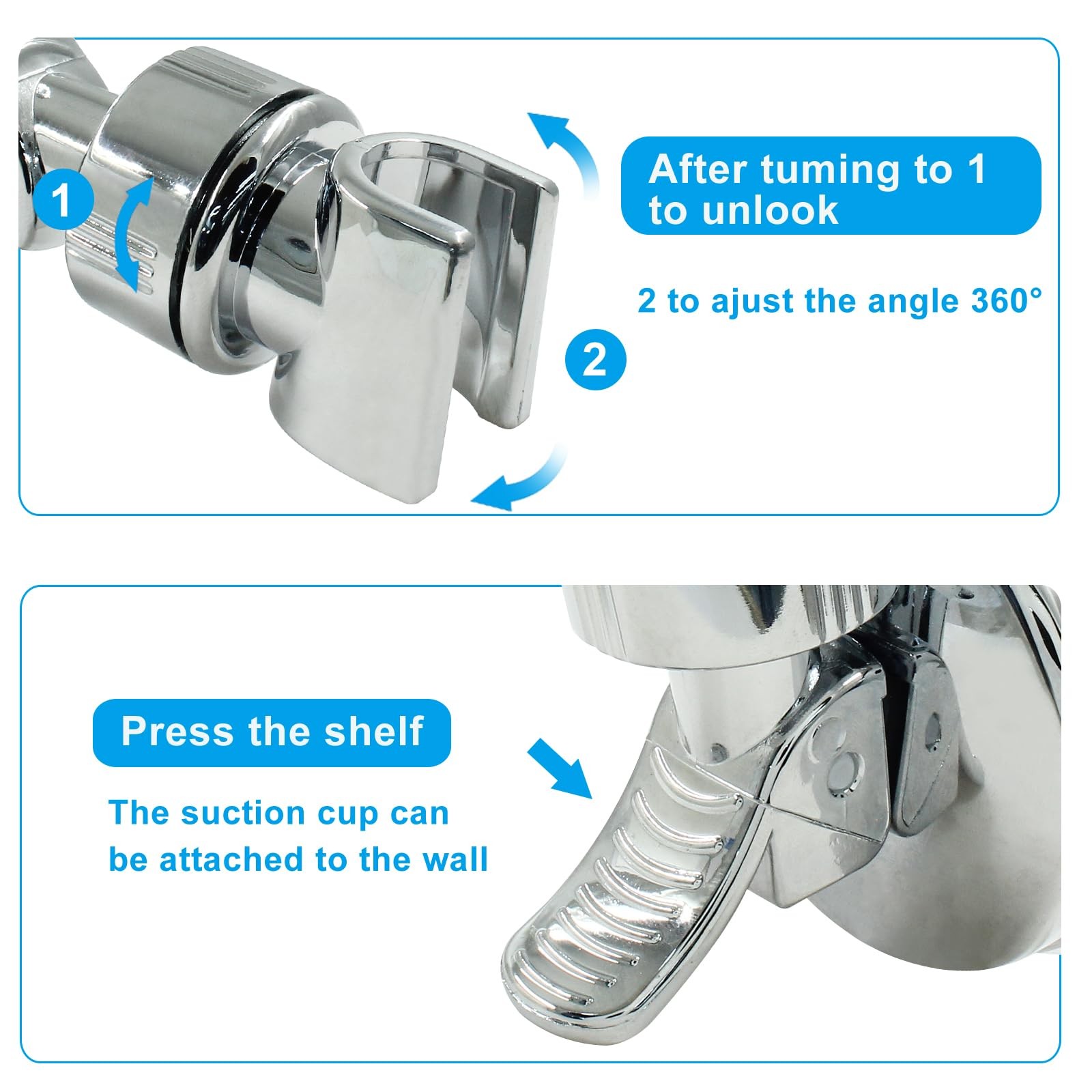 Adjustable Shower Head Holder, Silver