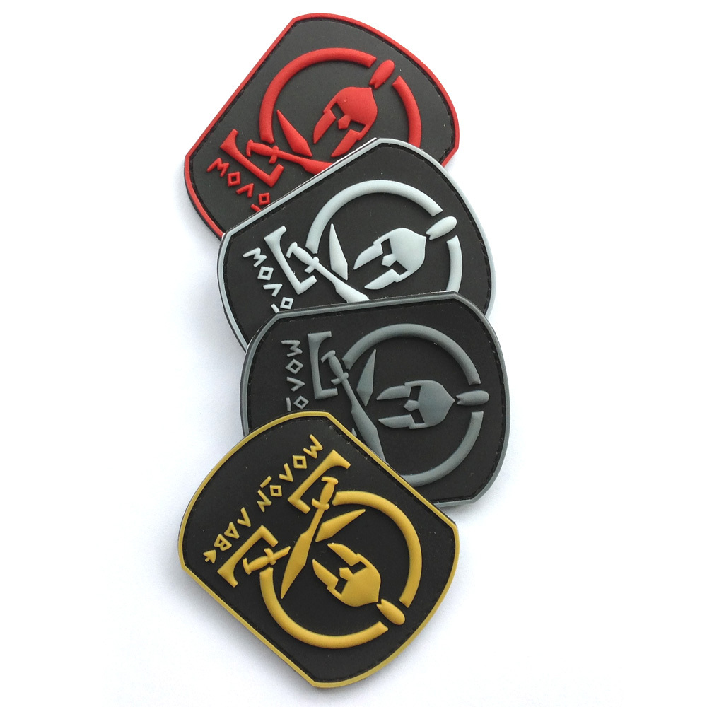 4PCS 3D PVC SPARTAN MOLON LABE TACTICAL COMBAT RUBBER HOOK PATCH LOOP BADGE